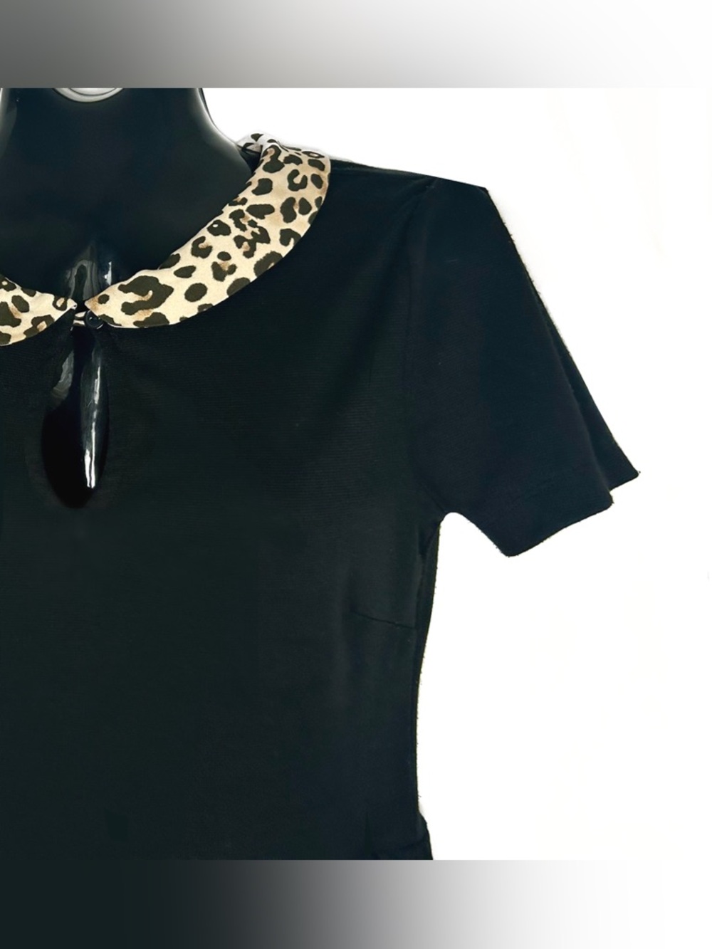 Forever 21 Black Dress with Leopard Print Collar - Picture 10 of 13
